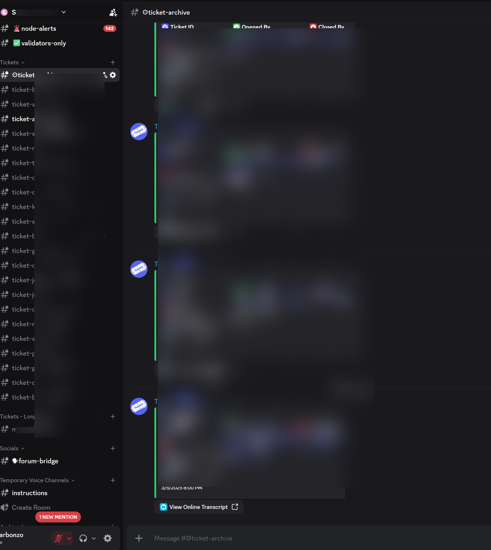 Discord support tickets